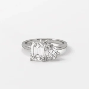 Adeline | Toi et Moi Diamond Ring with Pear and Emerald Diamonds
